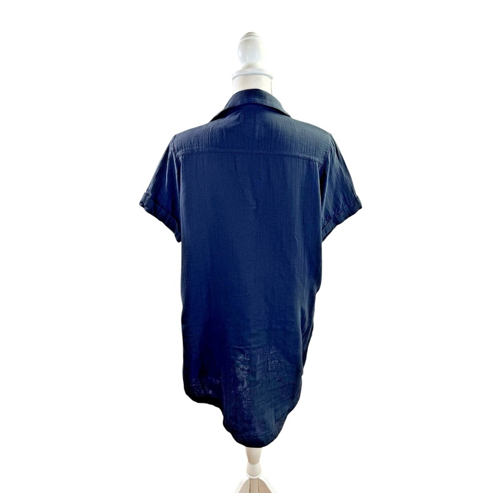 Pact Dark Gray 100% Cotton Short Sleeve Collar V-Neck Mini Dress Small - Picture 4 of 7
